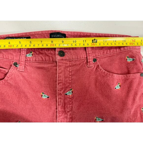 Talbots Stretch Corduroy Straight Leg Pants Mallard Embroidered Sz 10 - Picture 10 of 12